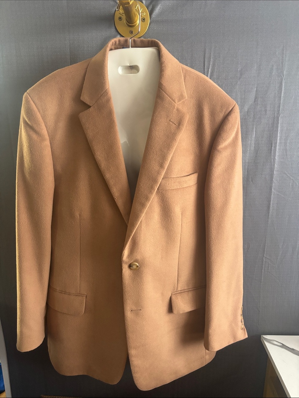 croft & barrow Camel Tan Pea Coat - Single-Breast Wool Blend